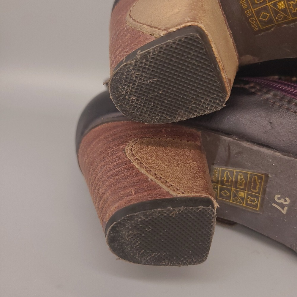 Multi-Color Patterned Leather Strap Ankle Boot - image 8